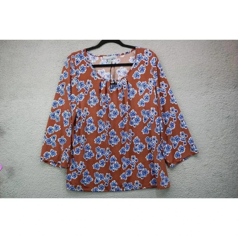 By Design 3/4 Wide Sleeve Floral/Silky Top-Size XL-New Without Tags